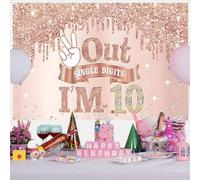 10e anniversaire fille décoration 10e anniversaire bannière or rose, 10e anniversaire tissu panneau affiche, 10e anniversaire fond bannière fille fête d'anniversaire décoration