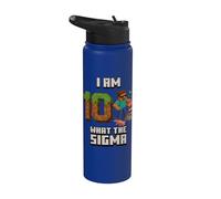 10e anniversaire What The Sigma Pixel 10 Bday Gamer Boys Kids Stainless Steel Insulated Water Bottle