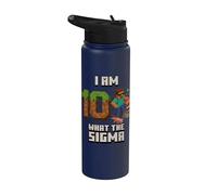 10e anniversaire What The Sigma Pixel 10 Bday Gamer Boys Kids Stainless Steel Insulated Water Bottle