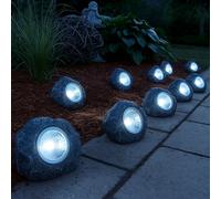 10er Set LED Lampe Solaire Forme de Pierre Luminaires Jardin Déco Extérieur