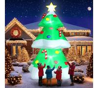 10FT Arbre de Noël Gonflable avec Lumières LED, 300cm Grande Décoration Gonflable, Blow Up Sapin de Noël étanche pour l'extérieur, Décor Adapté pour Holiday Hof Jardin Camping Famille Parti Scènes