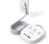 10Ft Flat Plug Power Strip, Ultra Thin Extension Cord - 3 Outlets 4 USB Ports (2 USB C) Desktop Charging Station, Cruise Ship Power Strip with No Surge Protection for Travel, Dorm Room Essentials