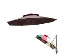 10ft Offset Patio Umbrella Canopy Replacement - Dark Green Sunshade Cover for Outdoor Cantilever Umbrella 8 Ribs Double Top Ideal for Garden & Backyard Use