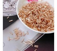 10g/200 pièces taille 2 * 6mm noyau d'argent coloré tchèque graines de verre clairon perles tube pour entretoise fabrication de bijoux vêtement accessoire de couture-Champagne