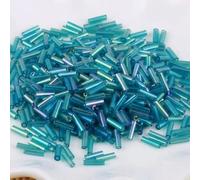 10g/200 pièces taille 2 * 6mm noyau d'argent coloré tchèque graines de verre tube de perles de clairon pour entretoise fabrication de bijoux accessoire de couture de vêtement-161 Paon brillant