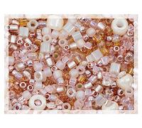 10g of TOHO mix - small Rocailles, Seed Beads and Bugles, Japan, MIX Beige Pearl (like 3213 - Bara-Rose)