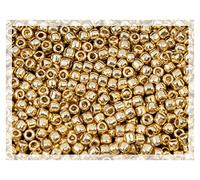 10g TOHO seed beads 11/0 (2mm), small Japan rocailles, #PF557 Gold Permanent Finish Starlight