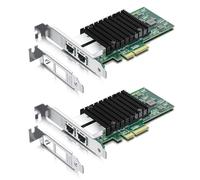 10Gb PCI-E NIC Network Card, Dual Copper RJ45 Port, with X550-AT2 Controller, PCI Express Ethernet LAN Adapter Support Windows Server/Linux/ESX, Compare to X550-T2, 2-Pack