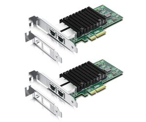 10Gb PCI-E NIC Network Card, Dual Copper RJ45 Port, with X550-AT2 Controller, PCI Express Ethernet LAN Adapter Support Windows Server/Linux/ESX, Compare to X550-T2, 2-Pack