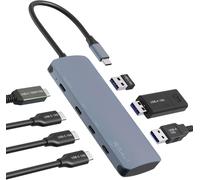 10Gbps Hub USB C 3.2 Gen 2 Adaptateur avec PD Charge 100W, 7 en 1 Dock en Aluminium Multiport Adaptateur USB C vers USB A/C 3.2 Compatible avec iPhone 15, MacBook, iPad, Surface, Thinkpad, Galaxy