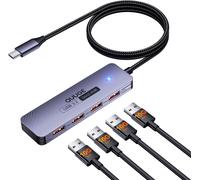 10Gbps Hub Usb C 3.2 Gen2 Vers 4 Usb-A Data Ports, Adaptateur Multiport Usb A Nylon Câble 100Cm, Aluminium Hub Usb 3.2 Compatible Avec Macbook Air/Pro, Iphone 16 Série, Imac, Surface, Dell, Hp