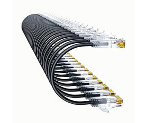 10Gsupxsel Lot de 24 câbles Ethernet Cat6a - 550 MHz - 10 G - 0,9 m - Noir
