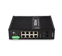 10Gtek 10-Port Industrial DIN-Rail Ethernet Switch Hutschiene, POE 802.3af/at, IP40, 2X Gigabit SFP Slot mit 20-km SFP Transceiver, G0208i-P08, DIN-Rail Mount（Power Supply is Not Included）