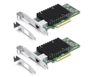 10Gtek 10Gb PCI-E NIC Network Card,Single Copper RJ45 Port,with Intel X540-BT1 Controller,PCI Express Ethernet LAN Adapter Support Windows Server/Windows/Linux/ESX,Compare to Intel X540-T1,2-Pack