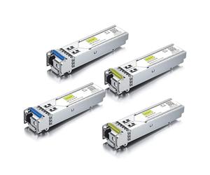 10Gtek 2x Pair of 1.25G SFP Bidi Transceiver 1000Base-BIDI, 1550nm/1310nm SMF, up to 2~3km, for Cisco, Ubiquiti UniFi, Mikrotik, D-Link, Supermicro, Netgear and More.
