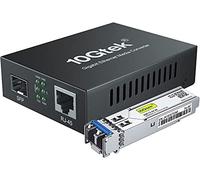 10Gtek Convertisseur de Média Gigabit Ethernet avec Un 1Gb Monomode LC SFP, 10/100/1000M RJ45 à 1000Base-LX, jusqu'à 20km, European Power Adapter