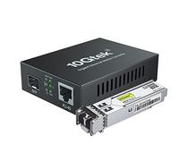10Gtek Convertisseur de Média Gigabit Ethernet avec Un 1Gb Multimode LC SFP, 10/100/1000M RJ45 à 1000Base-SX, jusqu'à 550m, European Power Adapter