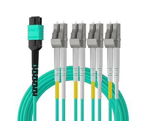 10Gtek Fiber Optic Cable Patch Cord - MPO to 8X LC Fanout Fiber Jumper Cable, OM3 MMF 8-core Fiber, Application for QSFP+Transceiver, 10-Meter(33-ft)