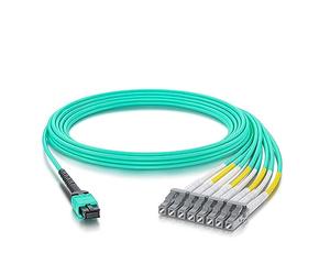 10Gtek Fiber Optic Cable Patch Cord - MPO to 8X LC Fanout Fiber Jumper Cable, OM3 MMF 8-core Fiber, Application for QSFP+Transceiver, 3-Meter(9.8-ft)