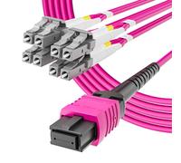 10Gtek Fiber Optic Cable Patch Cord - MPO to 8X LC Fanout Fiber Jumper Patch Cord, OM4 Multimode 8-core Fiber, Application for QSFP+Transceiver, 3m(10ft), Breakout 0.5m,Magenta
