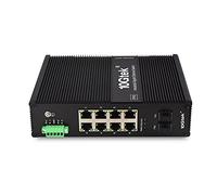 10Gtek Industrial IP40, 10-Port Gigabit Ethernet Switch (w/20-km SFP transceiver), G0208i , DIN-Rail Mount（Power Supply is Not Included）