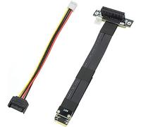 10Gtek M.2 NGFF NVMe M Key to PCIE 3.0 4X Extension Cable Extender Riser Cable, Black, Straight to Right Angle, 90 Degree Cable, 20cm