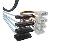 10Gtek MiniSAS SFF-8643 to 4X SFF-8482 Cable, w/Power, 0.5-m