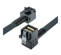 10Gtek SFF-8643 to SFF-8643 12G Internal Mini SAS HD Cable, with Sideband, for NVMe Backplane/RAID Card, Hot-Swap & SATA Compatibility, 100-Ohm, Straight to Right Angle, 0.8-m(2.62ft)