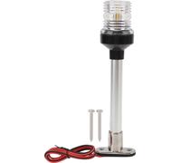 10in Feu de poupe de bateau 360 degrés LED RONDE LELLING 316 Acier inoxydable -Base -Feux de navigation à l'ancre pour yacht de marine blanc chaud