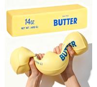 10in Giant Butter Squishy - 14oz Jumbo Butters Squeeze Stress Balls, Slow Rebound Squeeze Realistic Big Butter Squishy, Large Stress Relief Fidget for Anxiety Relief Hand Relax (Foam-Yellow, 1Pc)