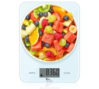 10kg Balance Cuisine Balance de Cuisine à Écran LED avec Précision de 1g Mulfonction Balance Alimentaire en Verre trempé (Blanc)