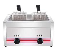 10L/20L/30L Friteuse à Gaz Commerciale,Panier De Comptoir En Acier Inoxydable,Friteuse De Restaurant,Frites Maison,Avec Panier Et Couvercle,Contrôle Température Réglable,Singlecylinder20L