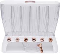 10L 6 In1 Distributeur de céréales avec gobelet doseur Couvercle 6 grilles Distributeur de céréales Récipient pour aliments secs Boîtes à céréales Distributeur de riz Récipient pour maïs Fèves de soja