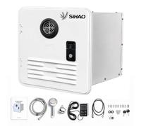 10L/min Chauffage à gaz continu pour camping-car, 12V CC 5A, GPL propane chauffe-eau, appareil intégré avec porte verrouillable, panneau de commande externe de 6 m & ensemble de douche prolongé