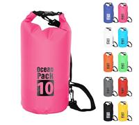 10L Sac étanche Polyvalent,2L/5L/10L/15L/20L/30L Rose Rouge Waterproof Dry Bag avec Longue Bandoulière Réglable Sac à Dos Confort Imperméable pour Bateau/Kayak/Pêche/Rafting/Natation/Camping/Snowboard