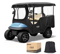 10L0L Boîtier de voiturette de golf pour 4 passagers avec ouvertures de rétroviseurs latéraux de sécurité, imperméable 600D, portable, transparent, housse de pluie pour voiturette de golf - Longueur