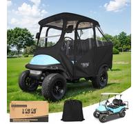 10L0L Enclos de voiturette de Golf pour 4 passagers, Club Car Precedent, Ajustement de Toit de 144 cm, Housse imperméable Transparente avec Ouvertures de rétroviseurs latéraux de sécurité, Noir