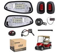 10L0L EZGO RXV Kit d'éclairage LED pour voiturette de golf Phares et feu arrière pour chariots EZGO RXV de 2008 à 2015 avec prise à 9 broches Kit de mise à niveau Deluxe (clignotants, interrupteurs,
