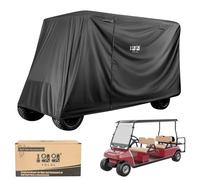 10L0L Housse de protection pour voiturette de golf Yamaha EZGO Club Car 420D, imperméable et durable, en polyester 420D, avec trois portes à fermeture éclair, coupe-vent, résistante au soleil, noire