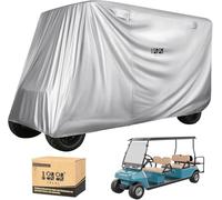 10L0L Housse universelle 6 (4 + 2) passagers pour chariot de golf Yamaha EZGO, club, voiture, 600D, imperméable, coupe-vent, avec 3 fermetures éclair (argenté)