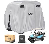 10L0L Housse Universelle pour voiturette de Golf EZGO, Club Car et pour Yamaha, imperméable et Durable, Blanc argenté