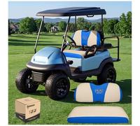 10L0L Housses de siège pour voiturette de golf, parfaites pour Yamaha Club Car Precedent, coussin de siège avant original, tissu respirant, garde au frais en été, facile à installer (beige + bleu)