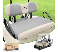 10L0L Kit de housses de siège de voiturette de golf - Ajustement universel pour sièges avant EZGO TXT/RXV | Tissu en maille respirante | Installation facile | Gris et beige (pas d'agrafes nécessaires)