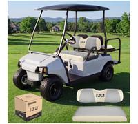 10L0L Kit de housses de siège de voiturette de golf - Ajustement universel pour sièges avant EZGO TXT/RXV | Tissu en maille respirante | Installation facile | Gris et beige (pas d'agrafes nécessaires)