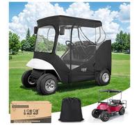 10L0L Lot de 2 boîtiers de Chariot de Golf pour EZGO TXT avec Ouvertures latérales - Étanche - Portable - 4 côtés - Fenêtre Transparente - Noir - Toit jusqu'à 147,3 cm L