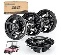 10L0L Lot de 4 enjoliveurs pour voiturette de golf EZGO, Club Car, Yamaha - Installation à clipser de 20,3 cm, noir