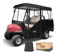 10L0L Parc de golf pour 2 + 2 passagers, voiture de club, avant/avant, housse de pluie imperméable, 600D, avec fenêtres transparentes sur 4 côtés, porte