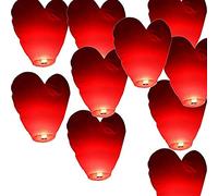 10LOT Lanterne Chinoise En Forme De Cœur Rouge, Lanterne Volante à Libérer Dans Le Ciel Décoration Pour Mariage Célébration Cérémonie Commémorative