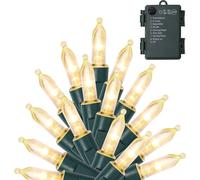 10M 100 LED Guirlande lumineuse batterie 8 modes avec minuterie étanche Eclairage de Noël intérieur Jardin Fête Eclairage de Noël Décoration, Blanc chaud