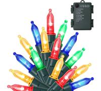 10M 100 LED Guirlande lumineuse batterie 8 modes avec minuterie PVC étanche Eclairage de Noël Intérieur Jardin Fête Eclairage de Noël Décoration, Multicolore